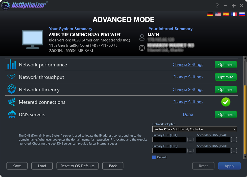 NetOptimizer DNS editing